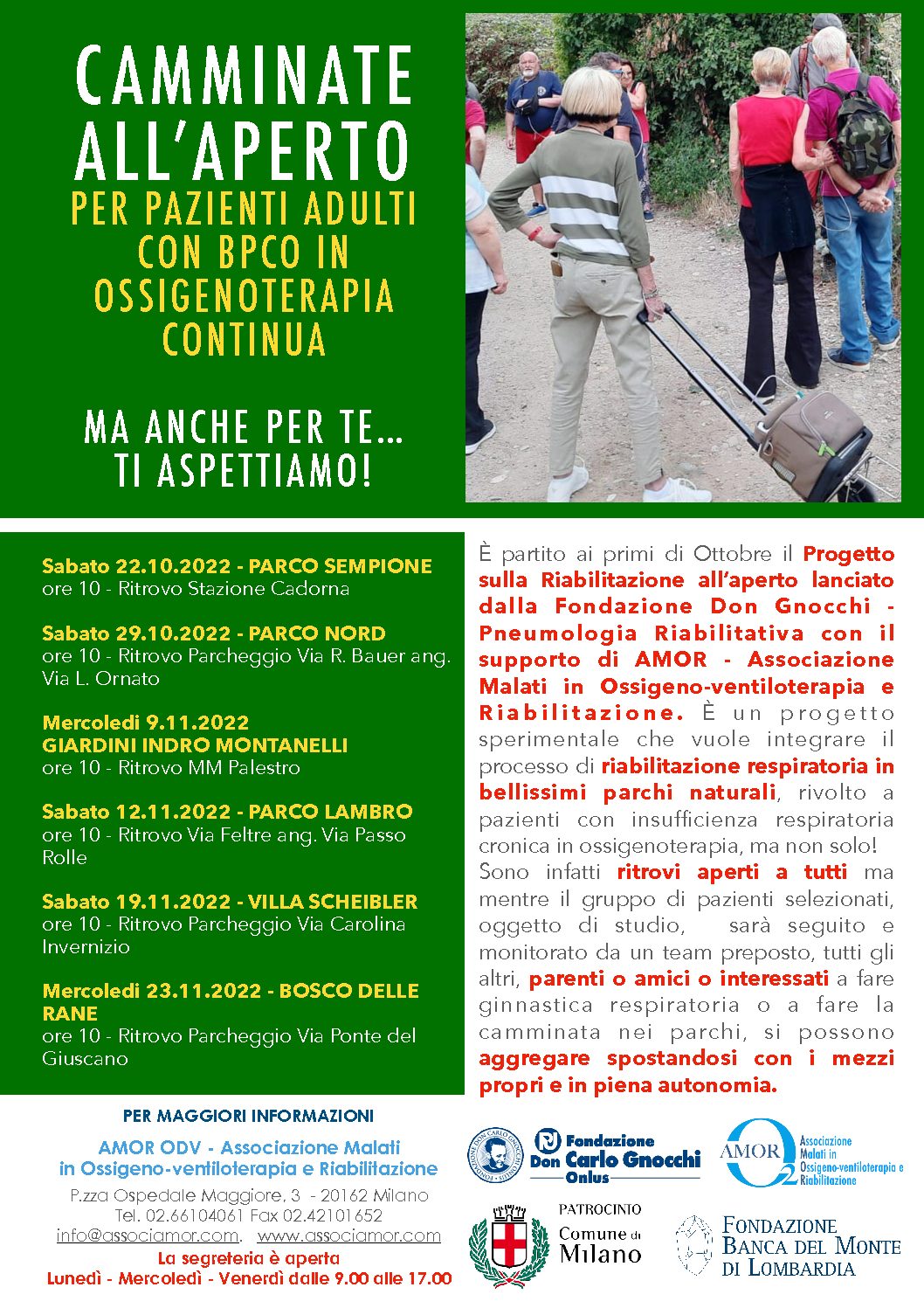 Camminate all’aperto aperte a tutti, parenti o amici o persone interessate a fare ginnastica respiratoria.