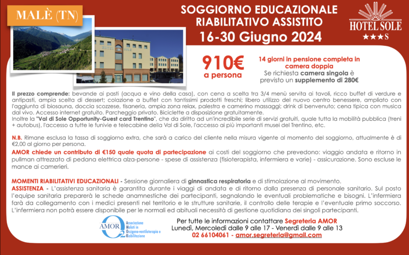 AMOR – Soggiorno Educazionale Riabilitativo Assistito – Estate 2024